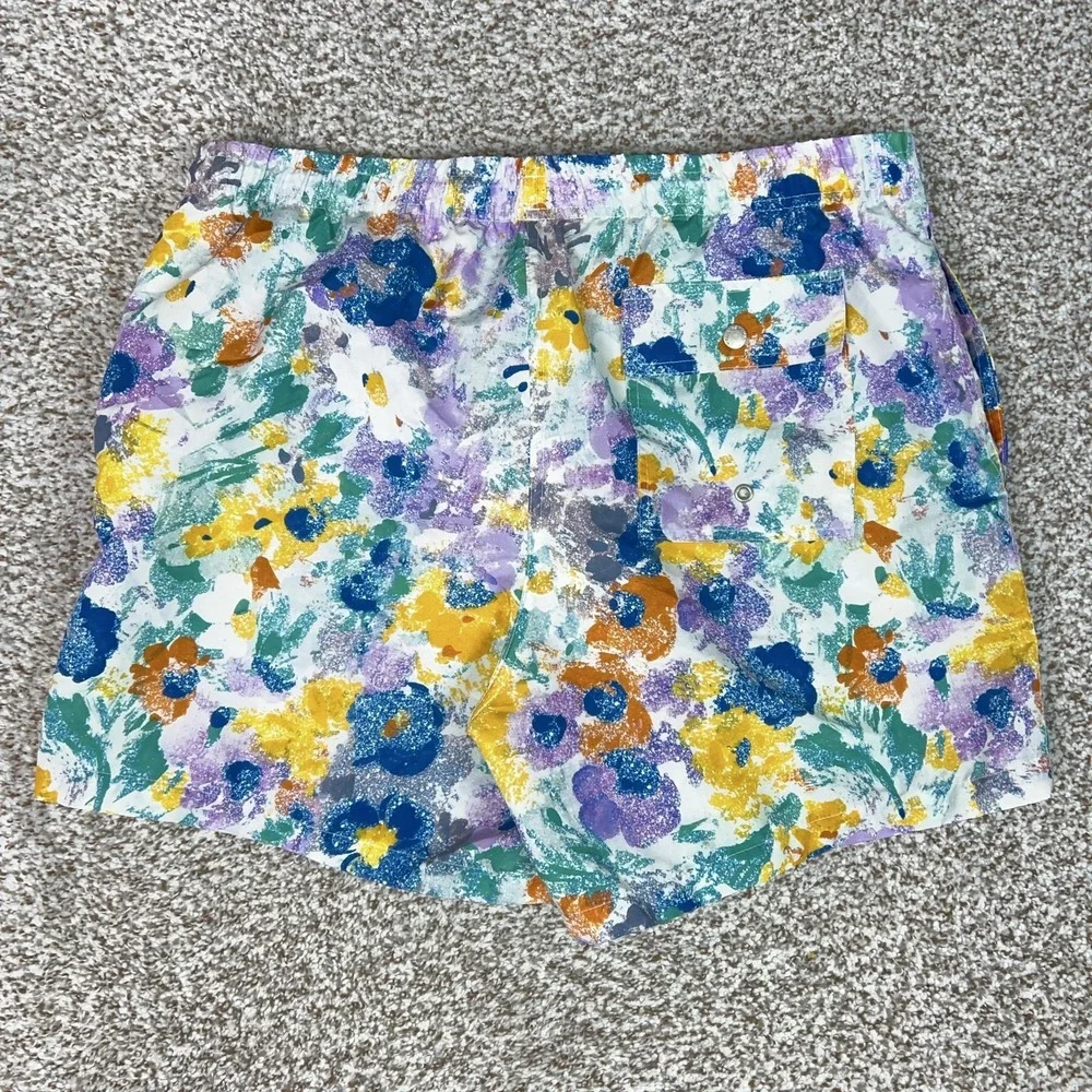 Bather‎ Swim Trunks Mens XL Multicolor Floral Mesh Lined Drawstring Beach Resort